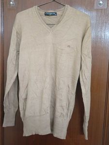 Men's Beige V-Neck Sweater
