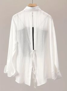 White Sheer Lace-Up Back Top
