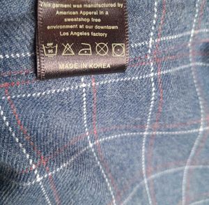 Korean Blue Plaid/Checked Button-Down Shirt