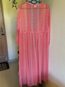 Chic Red Printed Long Shrug