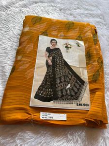 Elegant Mustard Leaf Print Saree❤️