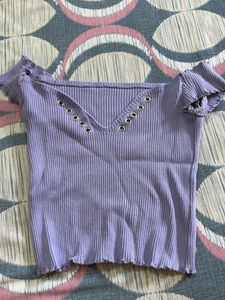 Free size Ribbed Off-Shoulder Crop Top