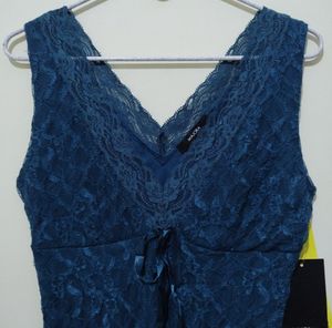 Majora teal blue sleeveless lace top blouse