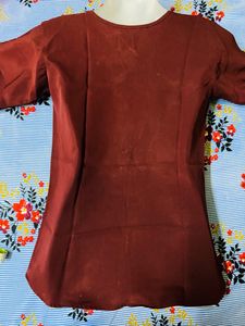 Maroon Tie-Neck Blouse