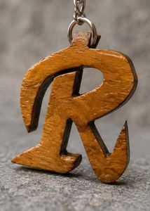 Wooden Alphabet 'R' Keychain