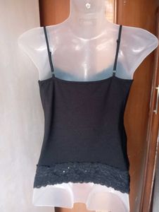M&amp;Co Black Lace Trim Camisole Top