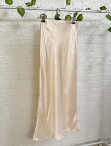 Elegant Satin Skirt (Beige)
