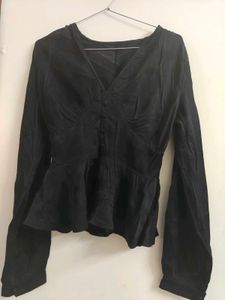2 Chic Black Peplum Blouse & Top