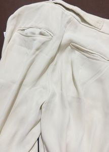 Elegant Cream Wide Leg Pants with Belt
