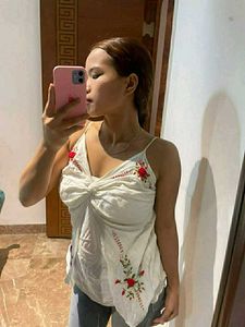 size-m-Embroidered White Camisole Top