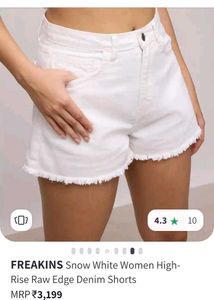 FREAKINS White Denim Raw Edge Shorts