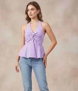 Gingham Halter Neck Top