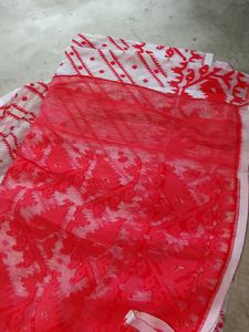 Women saree trendy , red and white