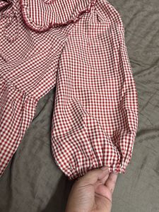 Red Gingham Peplum Blouse