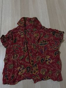 Red Batik Print Kurta Top