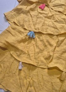 Girls Yellow Tiered Dress with Tassels