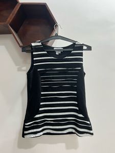 Black & White Striped Sleeveless Top
