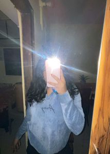 Chic Blue Corduroy Long Sleeve Top