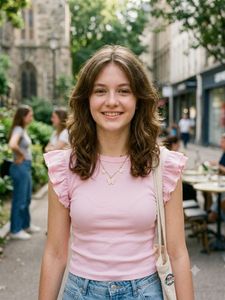 Cute Pink Ruffled Sleeve Top