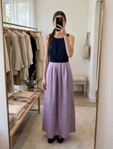 With freebies 🫶 Chic Navy & Lavender Maxi Dress