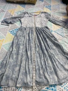 Stylish Grey Paisley Print Kurta