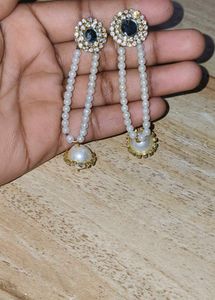 Pearl &amp; Rhinestone Dangle Earrings