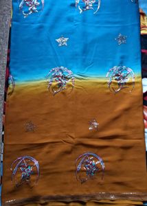 Embroidered Teal Saree