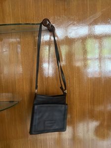 Classic drak brown pure  Leather Crossbody Bag