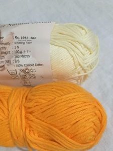 2 Skeins Yarn - Orange &amp; light Yellow
