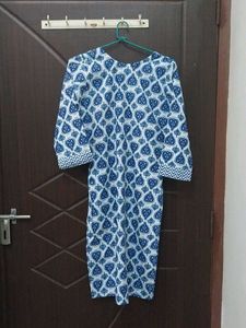 Blue &amp; White Printed Kurta