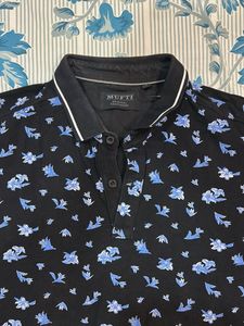 Mufti Men's Black Floral Polo T-Shirt 40