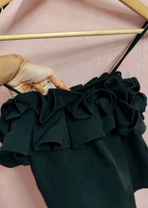 Black Ruffled Spaghetti Strap Top