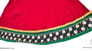 Red Anarkali Kurta with Embellished Yoke