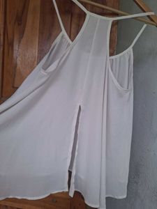 Sheer White Flowy Tank Top