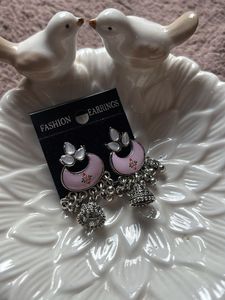 Pink Jhumka Earrings