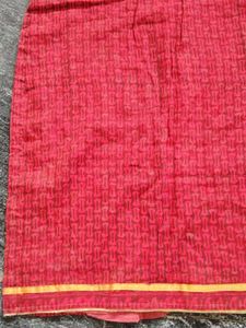 Red Printed Kurta with Yellow Neckline