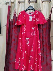 Pink Gown With Ruffel Hands New