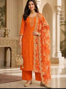 Vibrant Orange Kurta with Dupatta