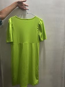 Neon Green Button-Up Midi Dress