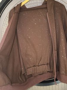 Sparkle Brown Zip-Up Hoodie
