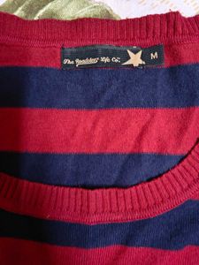 Roadster  Maroon And Navy Blue Striped Pullover