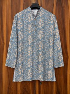 Blue Floral Print Kurta Set with Pants