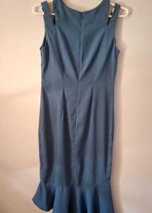 Ajio Blue Ruffle Hem Dress