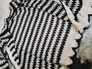Chic Black &amp; White Crochet Cardigan