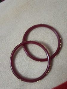 Elegant Maroon Bangles with Gold Accents