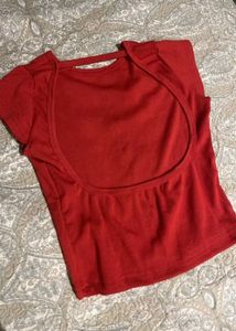 Red pinterest 🍒 Ribbed Open Back Top