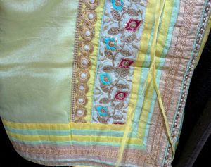 Stunning Yellow Embroidered Saree