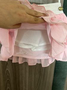 Cute Pink Ruffled Top &amp; Skirt Set