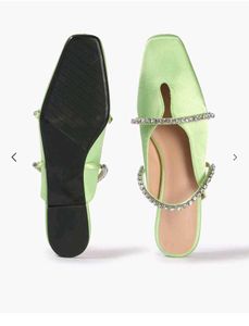 Sparkly Mules - Lime Green