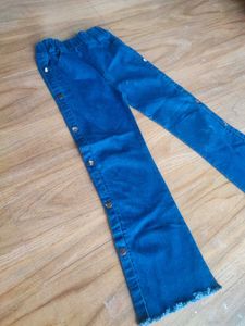 Girls Blue Button-Up Jeans